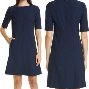 M.M. LaFleur Sz 2 Blue Emily Stretch Square Neck Knee Length Dress Career Office